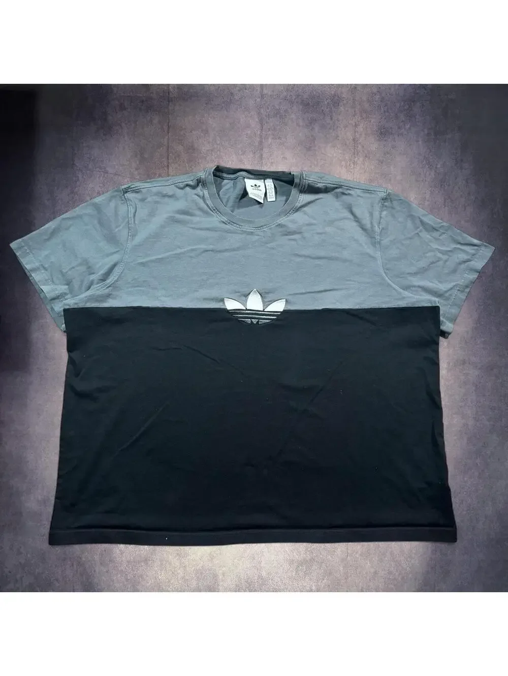 Adidas black and gray color-blocked t-shirt